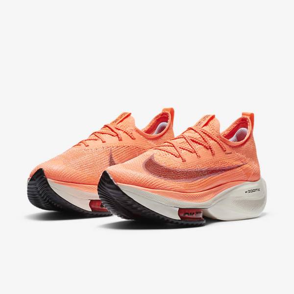 Nike Air Zoom Alphafly NEXT% Flyknit Road Racing Women's Running Shoes Light Mango / Metal Red Brown / Black | NK413XCV