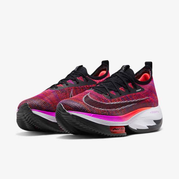 Nike Air Zoom Alphafly NEXT% Flyknit Road Racing Women's Running Shoes Purple / Red / Black / Black | NK937BVO