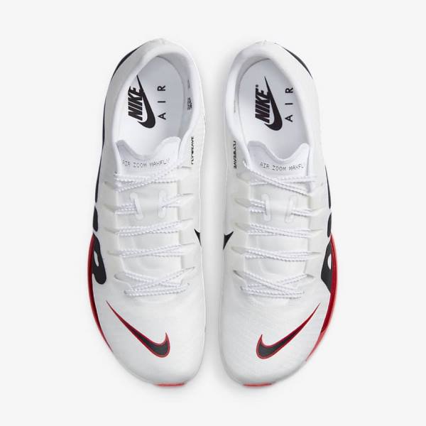 Nike Air Zoom Maxfly More Uptempo Athletics Sprinting Spikes Men's Running Shoes White / Red / Black | NK172TYS