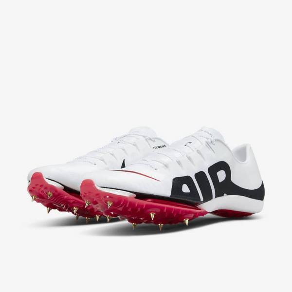 Nike Air Zoom Maxfly More Uptempo Athletics Sprinting Spikes Men's Running Shoes White / Red / Black | NK172TYS