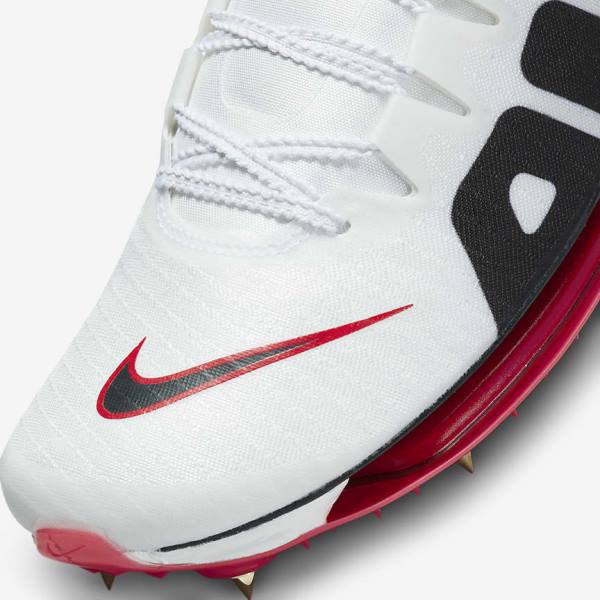 Nike Air Zoom Maxfly More Uptempo Athletics Sprinting Spikes Men's Running Shoes White / Red / Black | NK172TYS