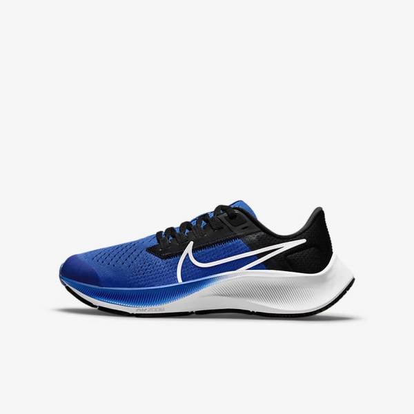 Nike Air Zoom Pegasus 38 Older Road Kids\' Running Shoes Royal / Black / White | NK728UKS