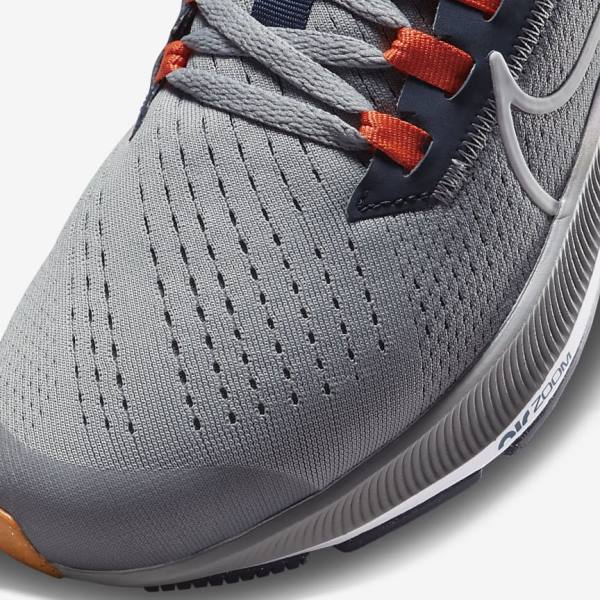 Nike Air Zoom Pegasus 38 Older Road Kids' Running Shoes Grey / Navy / Orange / White | NK792BUD