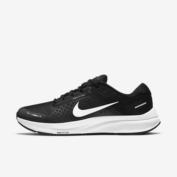 Nike Air Zoom Structure 23 Road Men\'s Running Shoes Black / Dark Grey / White | NK417AIN