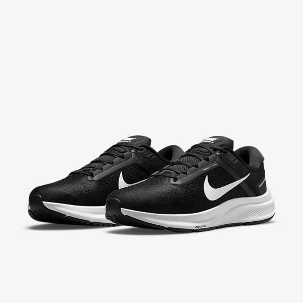 Nike Air Zoom Structure 24 Road Men's Running Shoes Black / White | NK142TDO