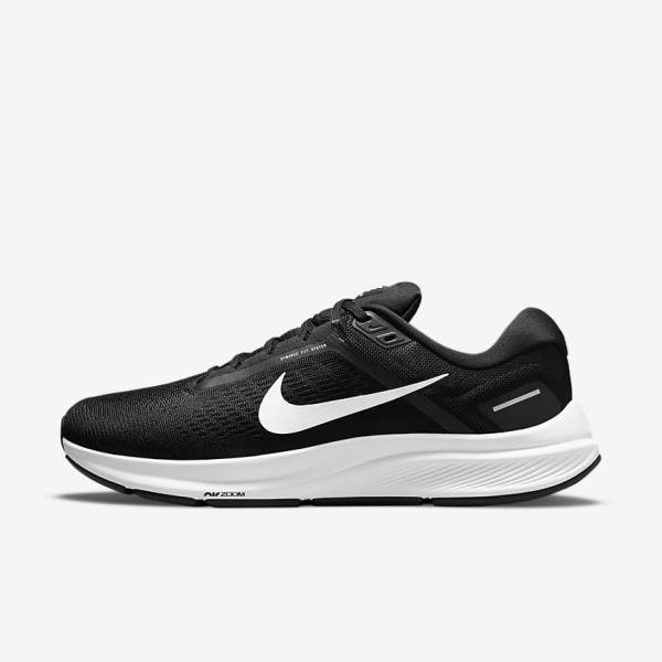 Nike Air Zoom Structure 24 Road Men\'s Running Shoes Black / White | NK142TDO