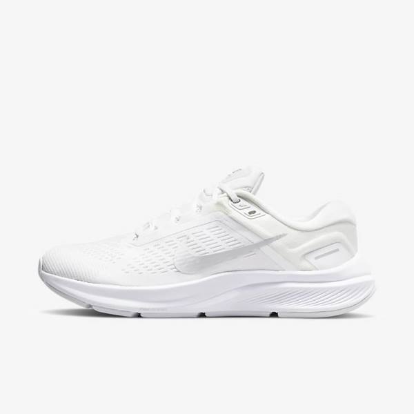 Nike Air Zoom Structure 24 Road Women\'s Running Shoes White / Platinum / Platinum / Metal Silver | NK697RLV