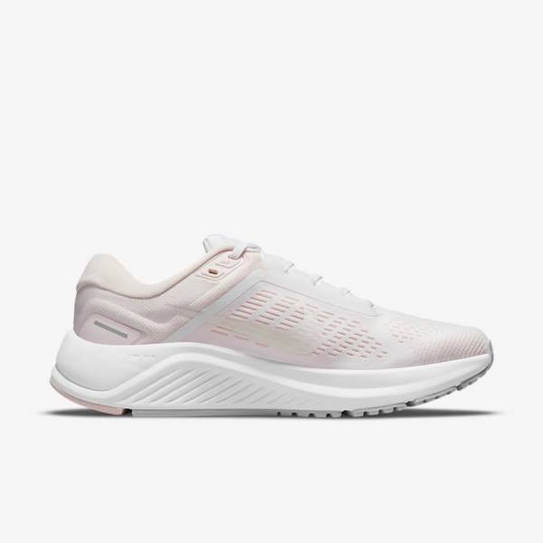 Nike Air Zoom Structure 24 Road Women's Running Shoes White / Light Pink / Grey / Green | NK752ZHU