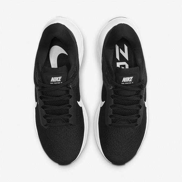 Nike Air Zoom Structure 24 Road Women's Running Shoes Black / White | NK803SLT