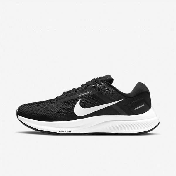 Nike Air Zoom Structure 24 Road Women\'s Running Shoes Black / White | NK803SLT