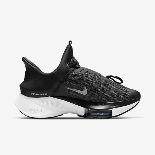 Nike Air Zoom Tempo NEXT% FlyEase Easy On-Off Road Women's Running Shoes Black / White | NK412GMT