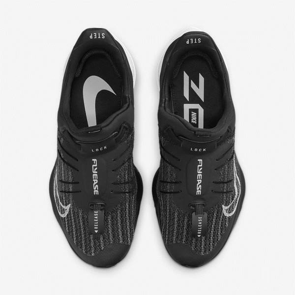 Nike Air Zoom Tempo NEXT% FlyEase Easy On-Off Road Women's Running Shoes Black / White | NK412GMT