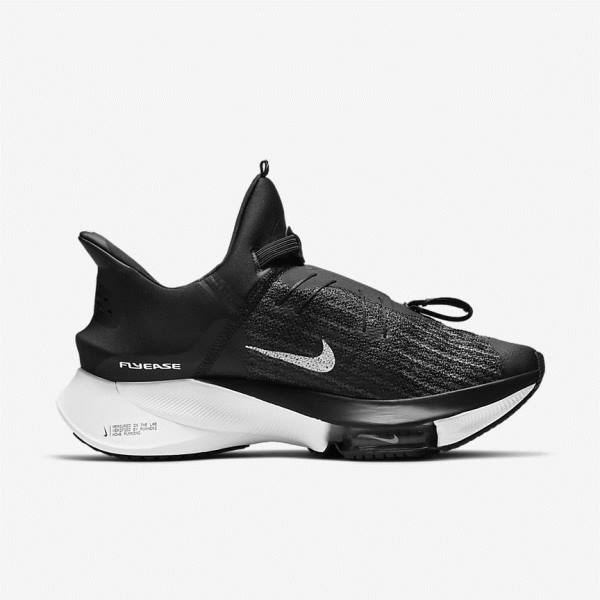 Nike Air Zoom Tempo NEXT% FlyEase Easy On-Off Road Men's Running Shoes Black / White | NK586XIZ