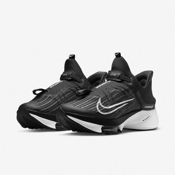 Nike Air Zoom Tempo NEXT% FlyEase Easy On-Off Road Men's Running Shoes Black / White | NK586XIZ