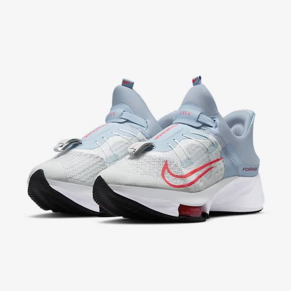 Nike Air Zoom Tempo NEXT% FlyEase Easy On-Off Road Women's Running Shoes Light Blue / Platinum / White / Red | NK639VKF