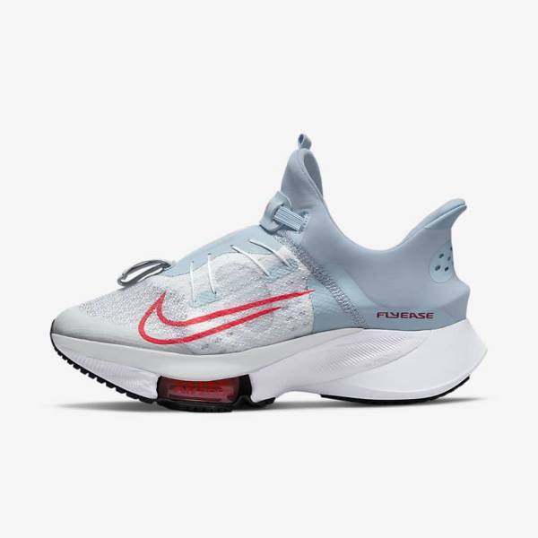 Nike Air Zoom Tempo NEXT% FlyEase Easy On-Off Road Women\'s Running Shoes Light Blue / Platinum / White / Red | NK639VKF