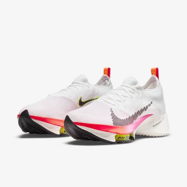 Nike Air Zoom Tempo NEXT% Flyknit Road Men's Running Shoes White / Coral / Pink / Black | NK759FKG