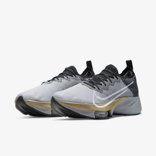 Nike Air Zoom Tempo NEXT% Road Men's Running Shoes Black / Platinum / Grey / White | NK584YGF