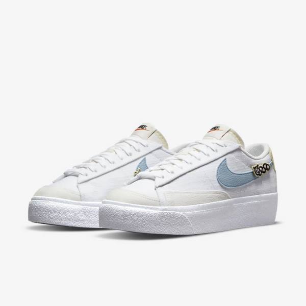 Nike Blazer Low Platform Next Nature Women's Sneakers White / Pink / White / Blue | NK108GSR