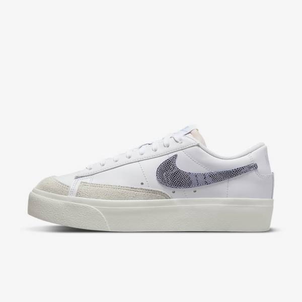 Nike Blazer Low Platform Women\'s Sneakers White / Light Blue | NK041JWU