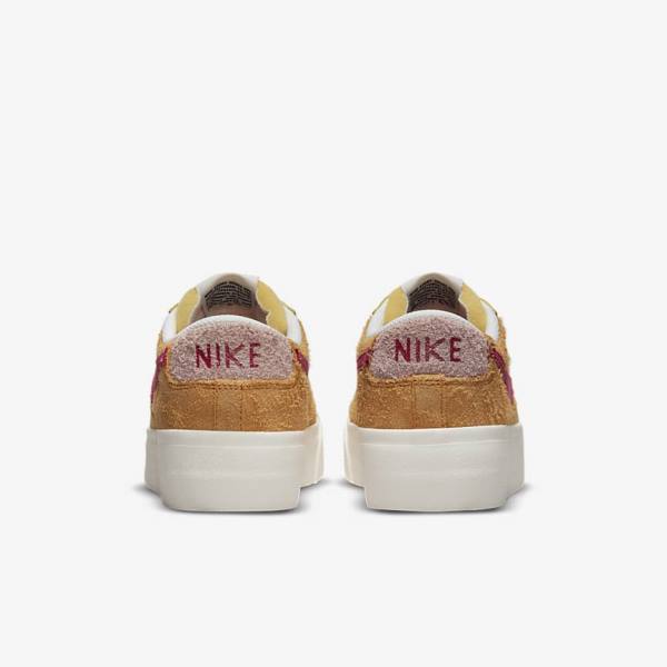 Nike Blazer Low Platform Women's Sneakers Gold / Pink / Burgundy | NK130GAB