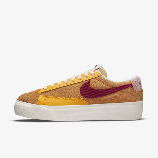 Nike Blazer Low Platform Women\'s Sneakers Gold / Pink / Burgundy | NK130GAB