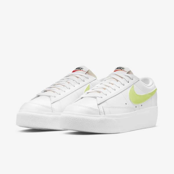 Nike Blazer Low Platform Women's Sneakers White / Black / Light Lemon | NK204LXV