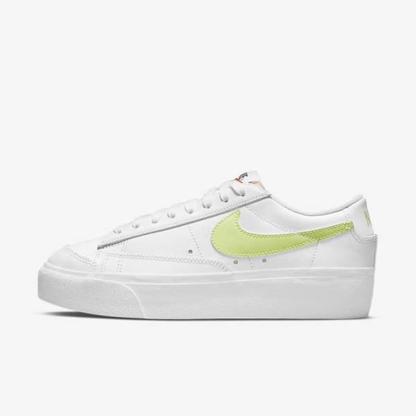 Nike Blazer Low Platform Women\'s Sneakers White / Black / Light Lemon | NK204LXV