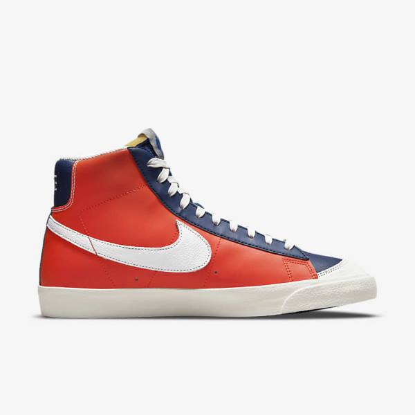 Nike Blazer Mid 77 EMB Men's Sneakers White / Blue / Orange | NK632MHX