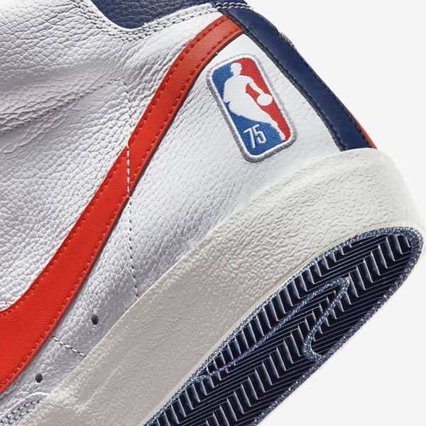 Nike Blazer Mid 77 EMB Men's Sneakers White / Blue / Orange | NK632MHX