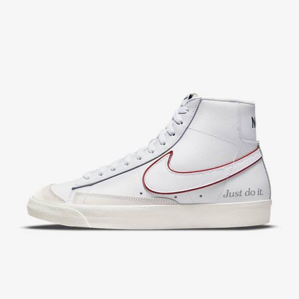 Nike Blazer Mid 77 Men\'s Sneakers White / Green / Metal Silver / Red | NK327VWF