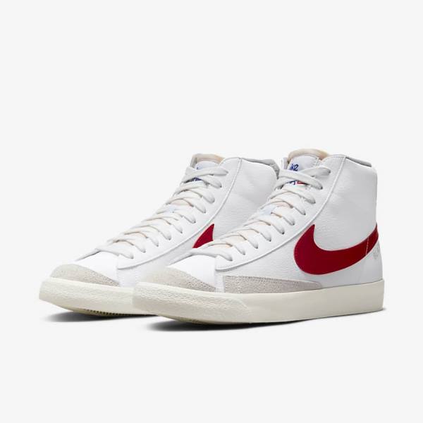 Nike Blazer Mid 77 Men's Sneakers White / Light Grey / Red | NK430NQP