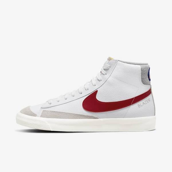 Nike Blazer Mid 77 Men\'s Sneakers White / Light Grey / Red | NK430NQP