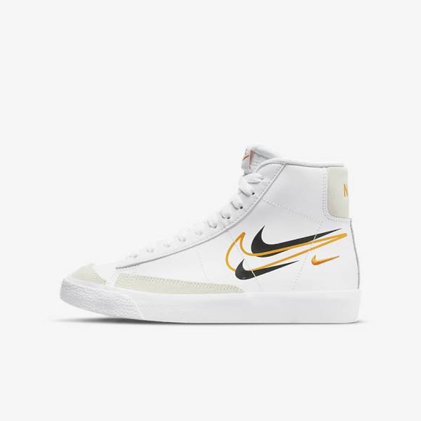 Nike Blazer Mid 77 Older Kids\' Basketball Shoes White / Black / White | NK193XUY