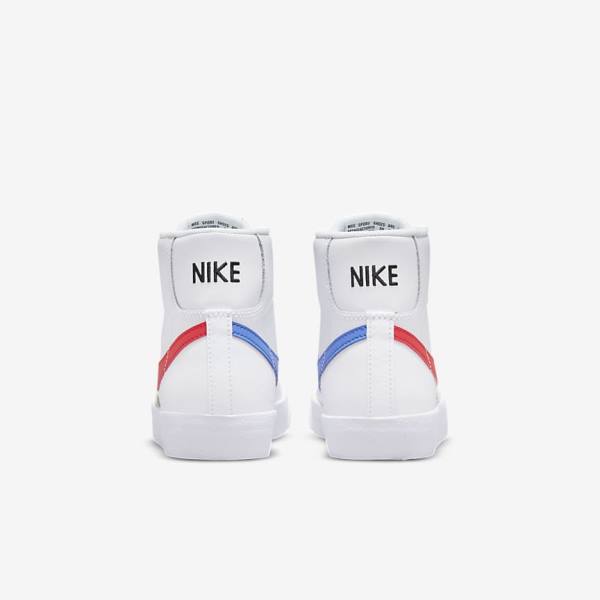 Nike Blazer Mid 77 Older Kids' Basketball Shoes White / Blue / Black / Red | NK293SKJ