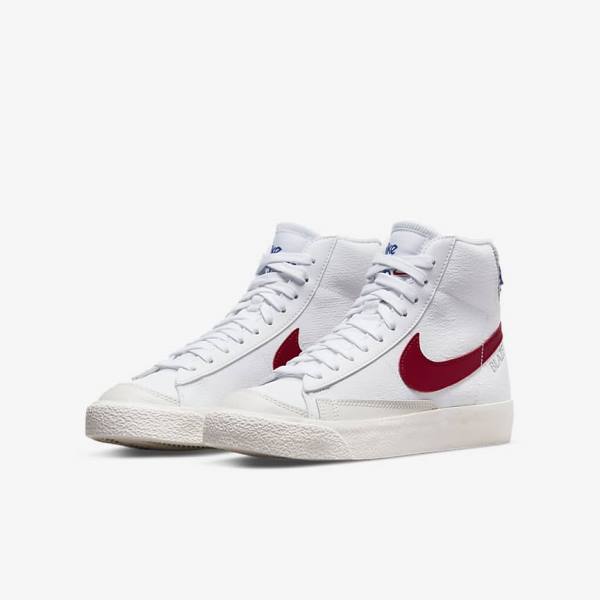 Nike Blazer Mid 77 Older Kids' Sneakers White / Light Grey / Red | NK167ILG