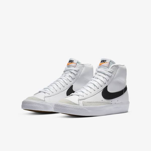 Nike Blazer Mid 77 Older Kids' Sneakers White / Orange / Black | NK639PSB