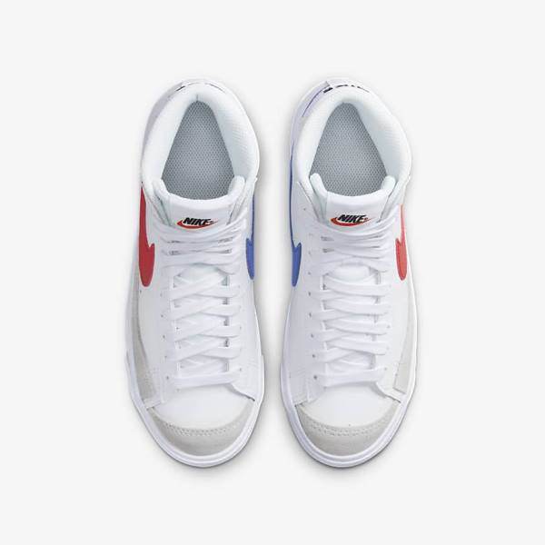 Nike Blazer Mid 77 Older Kids' Sneakers White / Blue / Black / Red | NK758OXY