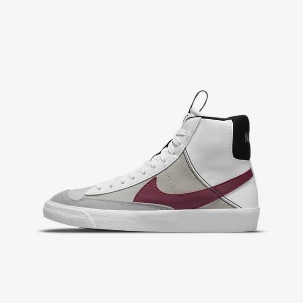 Nike Blazer Mid 77 SE Dance Older Kids\' Sneakers White / Black / White / Burgundy | NK409MGE