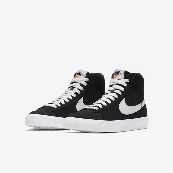 Nike Blazer Mid 77 Suede Older Kids' Sneakers Black / Orange / White | NK721AKF