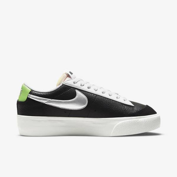 Nike Blazer Platform Women's Sneakers Black / White / Green / Metal Silver | NK015QDB