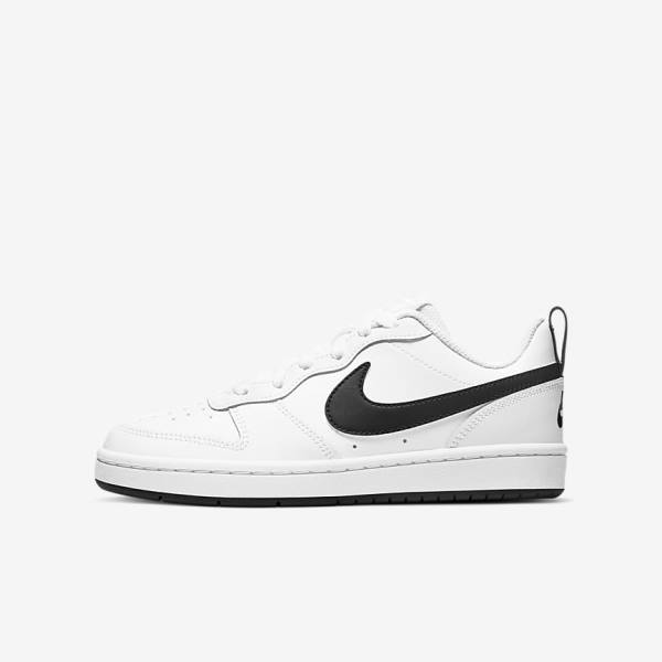 Nike Court Borough Low 2 Older Kids\' Sneakers White / Black | NK062NSI