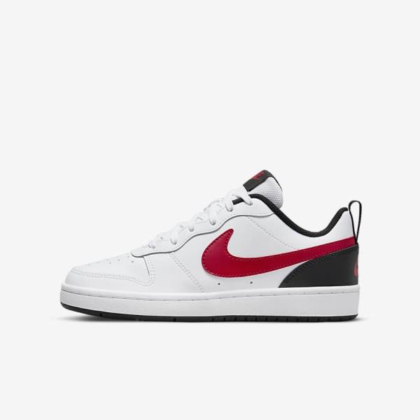 Nike Court Borough Low 2 Older Kids\' Sneakers White / Black / Red | NK571SYN