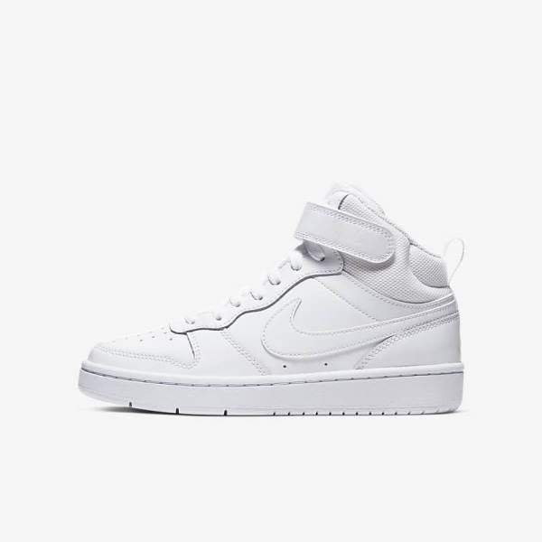 Nike Court Borough Mid 2 Older Kids\' Sneakers White | NK052LHD