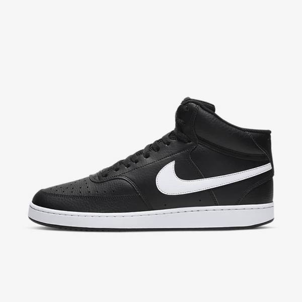 Nike Court Vision Mid Men\'s Sneakers Black / White | NK673DKP