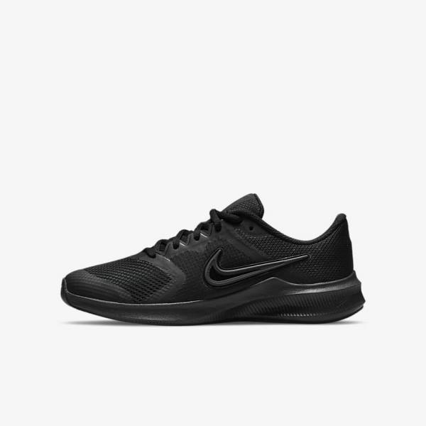 Nike Downshifter 11 Older Road Kids\' Sneakers Black / Dark Grey | NK082ZPJ