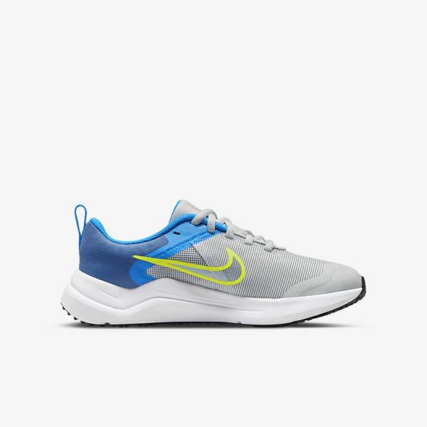 Nike Downshifter 12 Older Road Kids' Running Shoes Grey / Blue Grey / Navy / Grey | NK759GUK