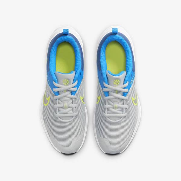 Nike Downshifter 12 Older Road Kids' Running Shoes Grey / Blue Grey / Navy / Grey | NK759GUK