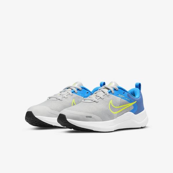 Nike Downshifter 12 Older Road Kids' Running Shoes Grey / Blue Grey / Navy / Grey | NK759GUK