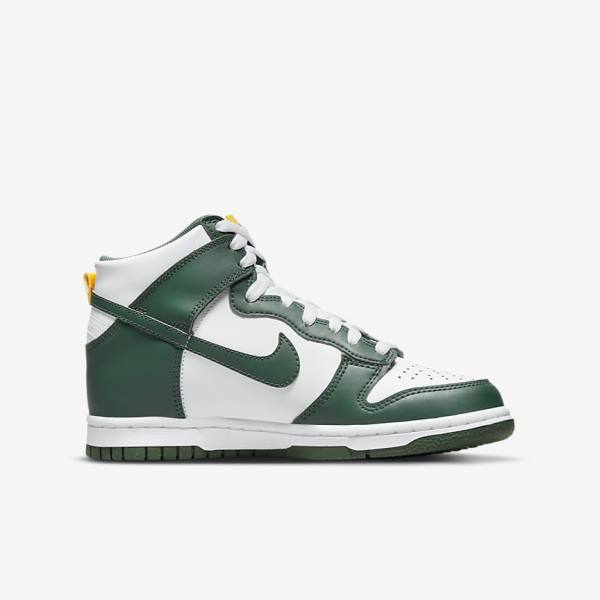 Nike Dunk High Older Kids' Basketball Shoes Green / Gold / White | NK089YZN